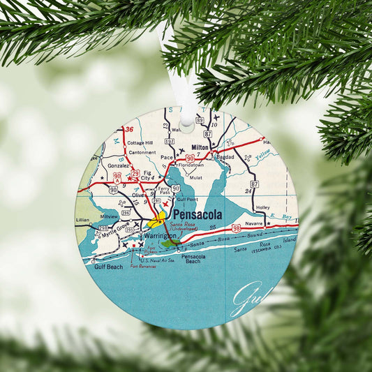 Pensacola Florida Vintage Map Ornament