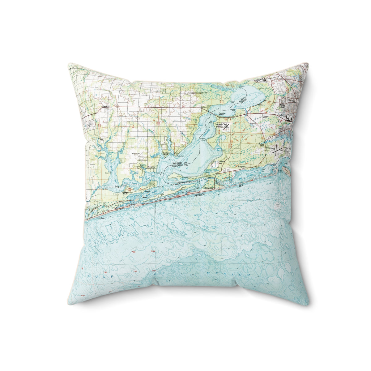 Perdido Key Florida Vintage Map Throw Pillow