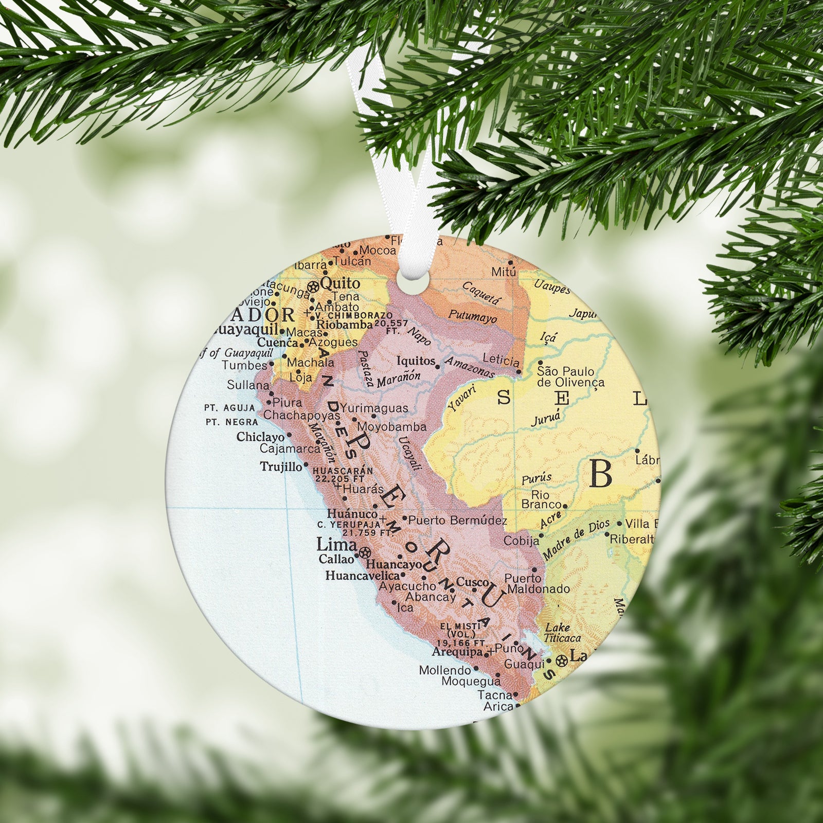 Peru Vintage Map Ornament