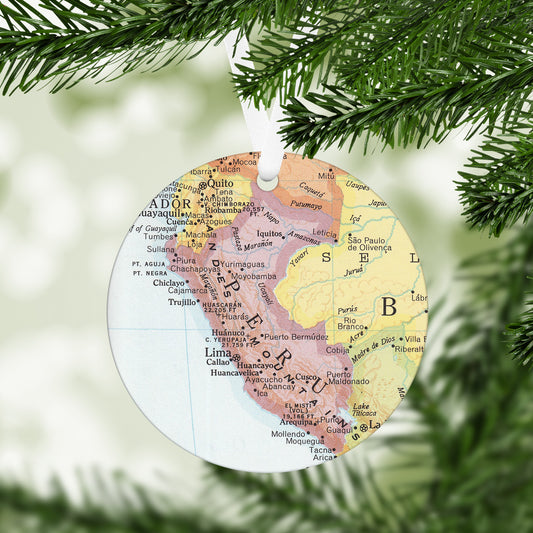 Peru Vintage Map Ornament