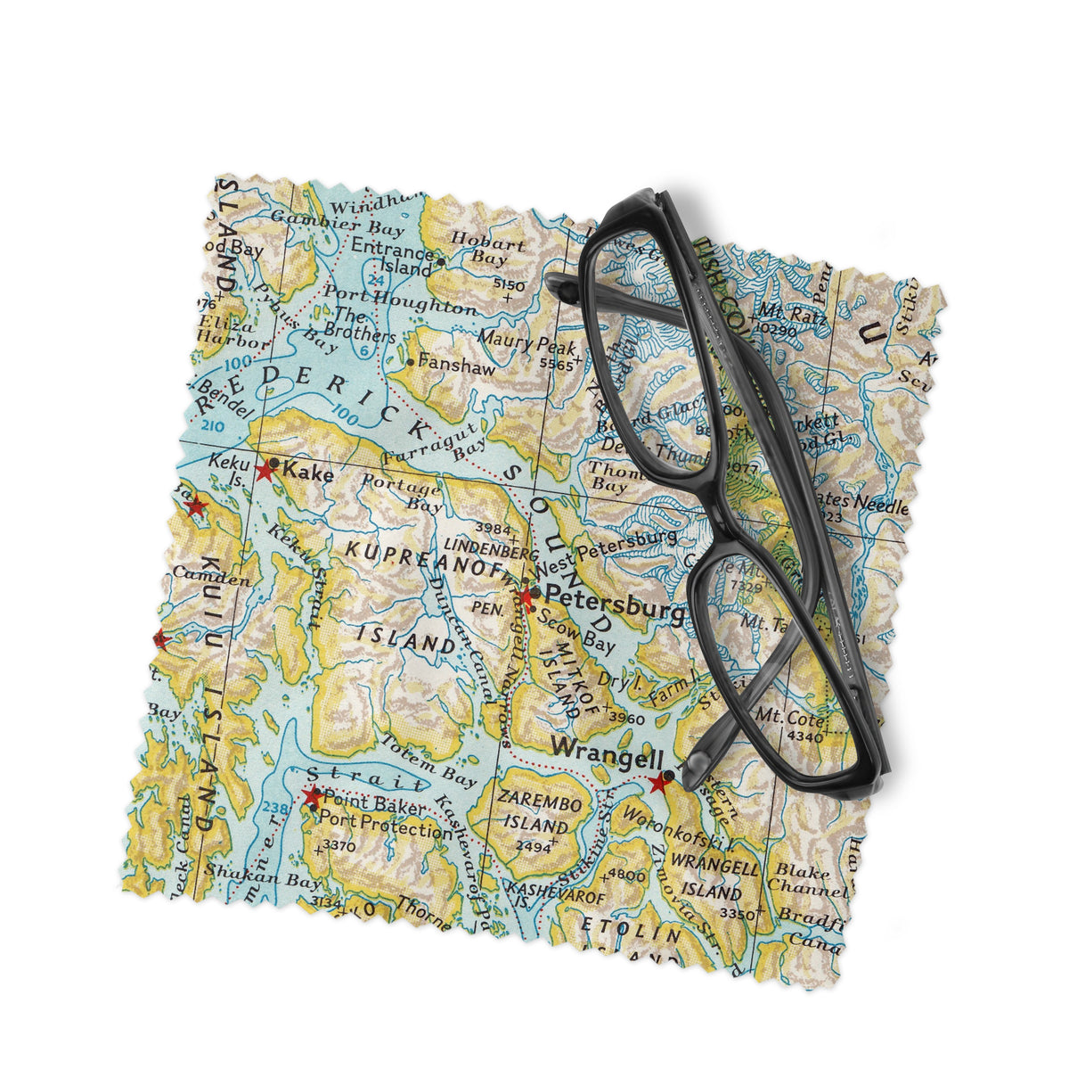 Petersburg Alaska Map Lens Cloth | Microfiber Glasses Cleaner | Travel Gift