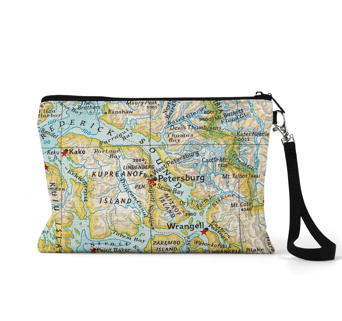 Petersburg Alaska Map Travel Pouch Wristlet