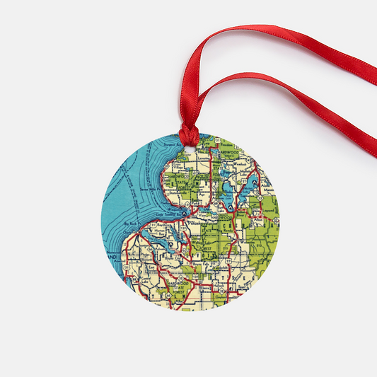 Petoskey Michigan Vintage Map Ornament