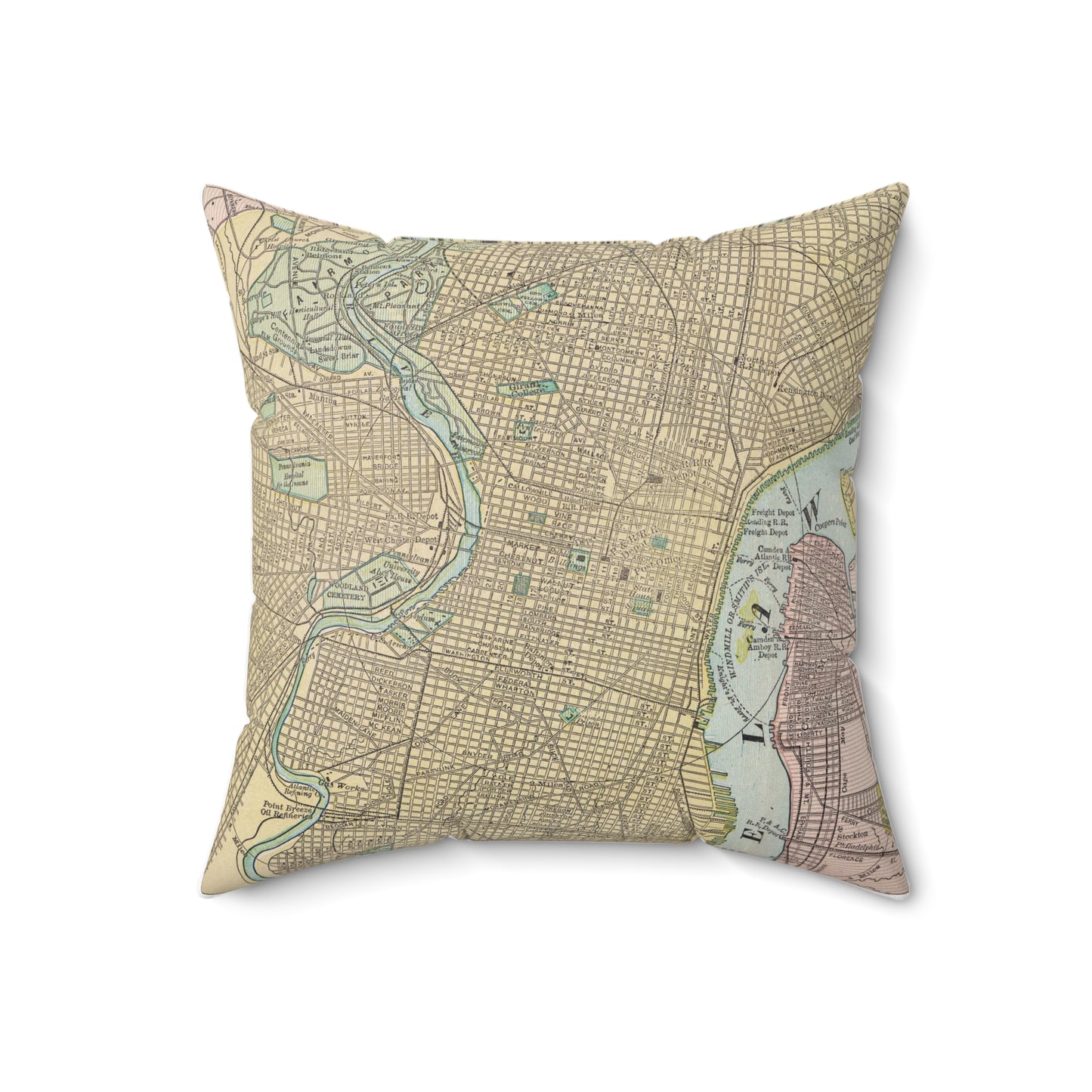 Philadelphia Pennsylvania vintage map pillow
