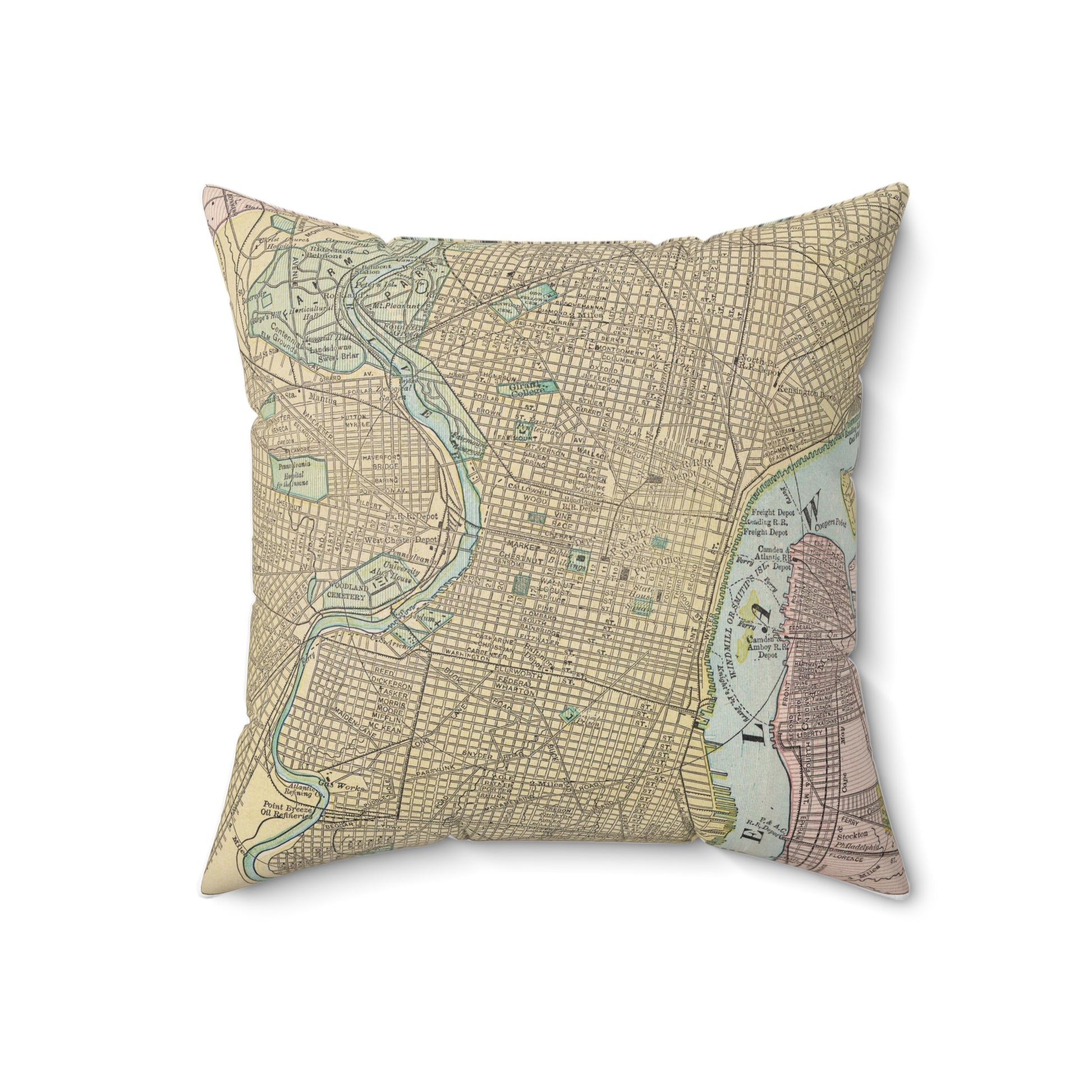 Philadelphia Pennsylvania vintage map pillow