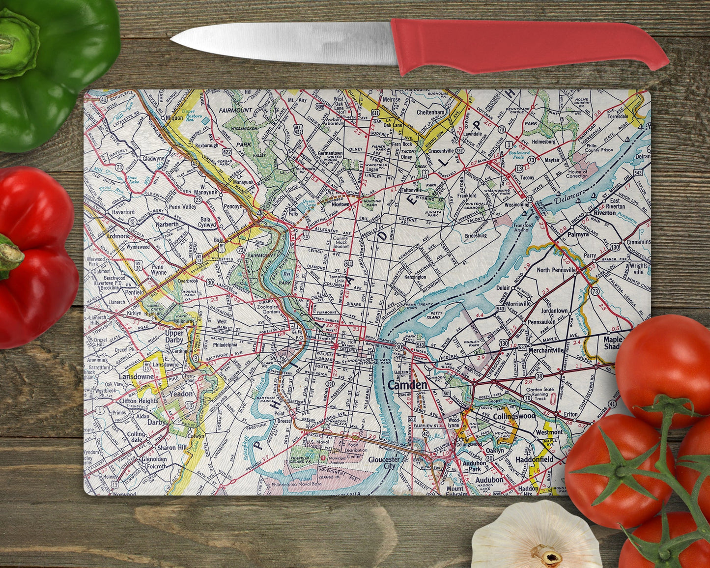 Philadelphia Pennsylvania Map Cutting Board | Travel Gift | Kitchen Decor