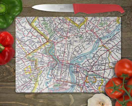 Philadelphia Pennsylvania Map Cutting Board | Travel Gift | Kitchen Decor