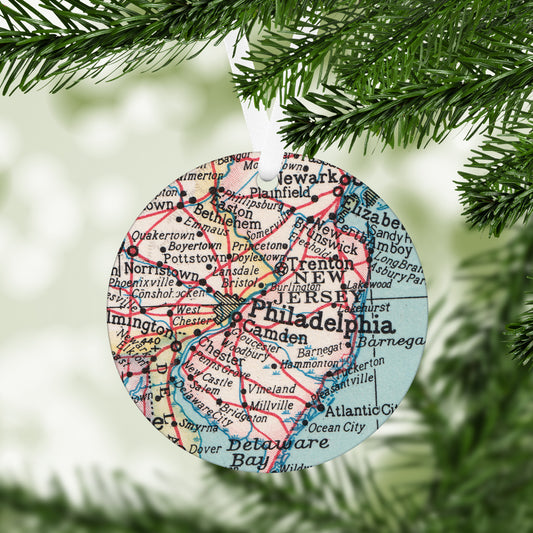 Philadelphia Pennsylvania Vintage Map Ornament