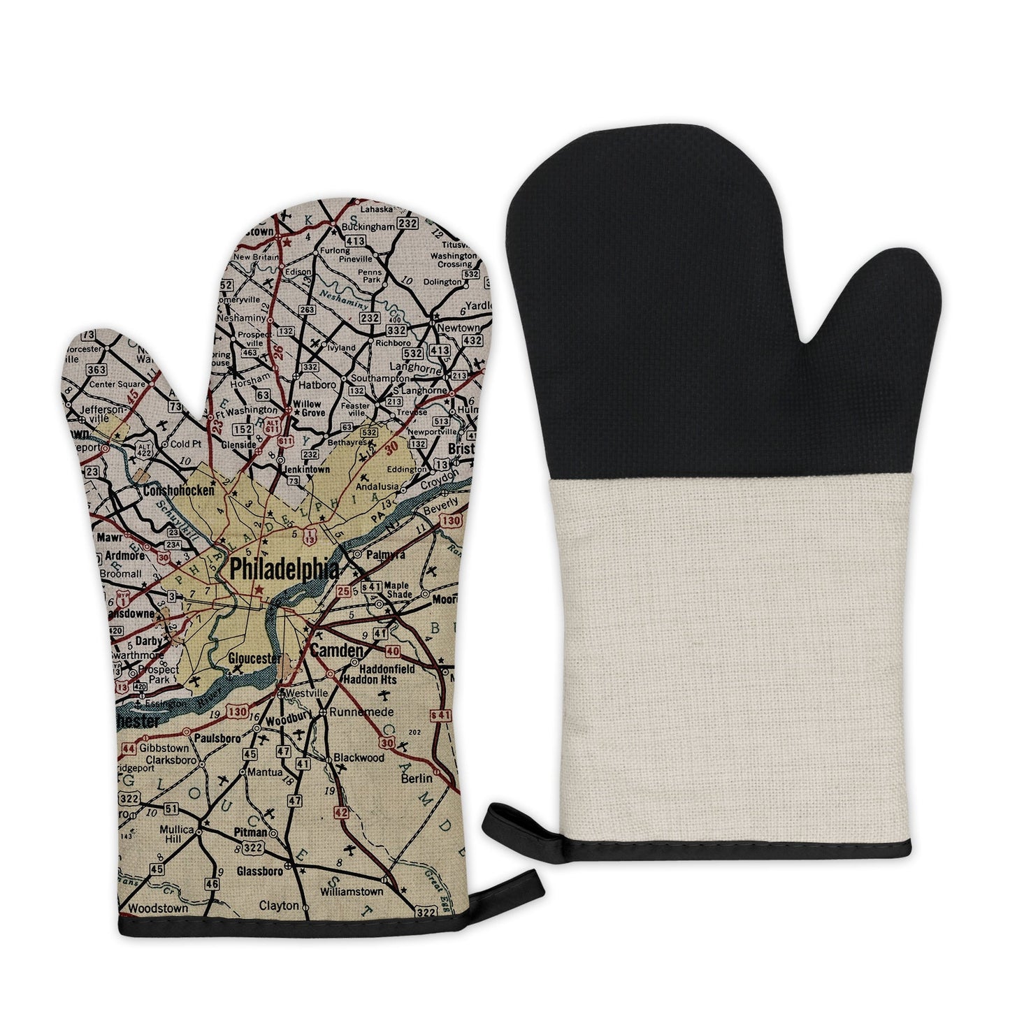 Philadelphia, Pennsylvania Map Oven Mitt | Vintage-Inspired Kitchen Gift
