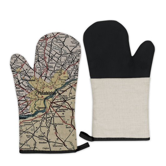 Philadelphia, Pennsylvania Map Oven Mitt | Vintage-Inspired Kitchen Gift