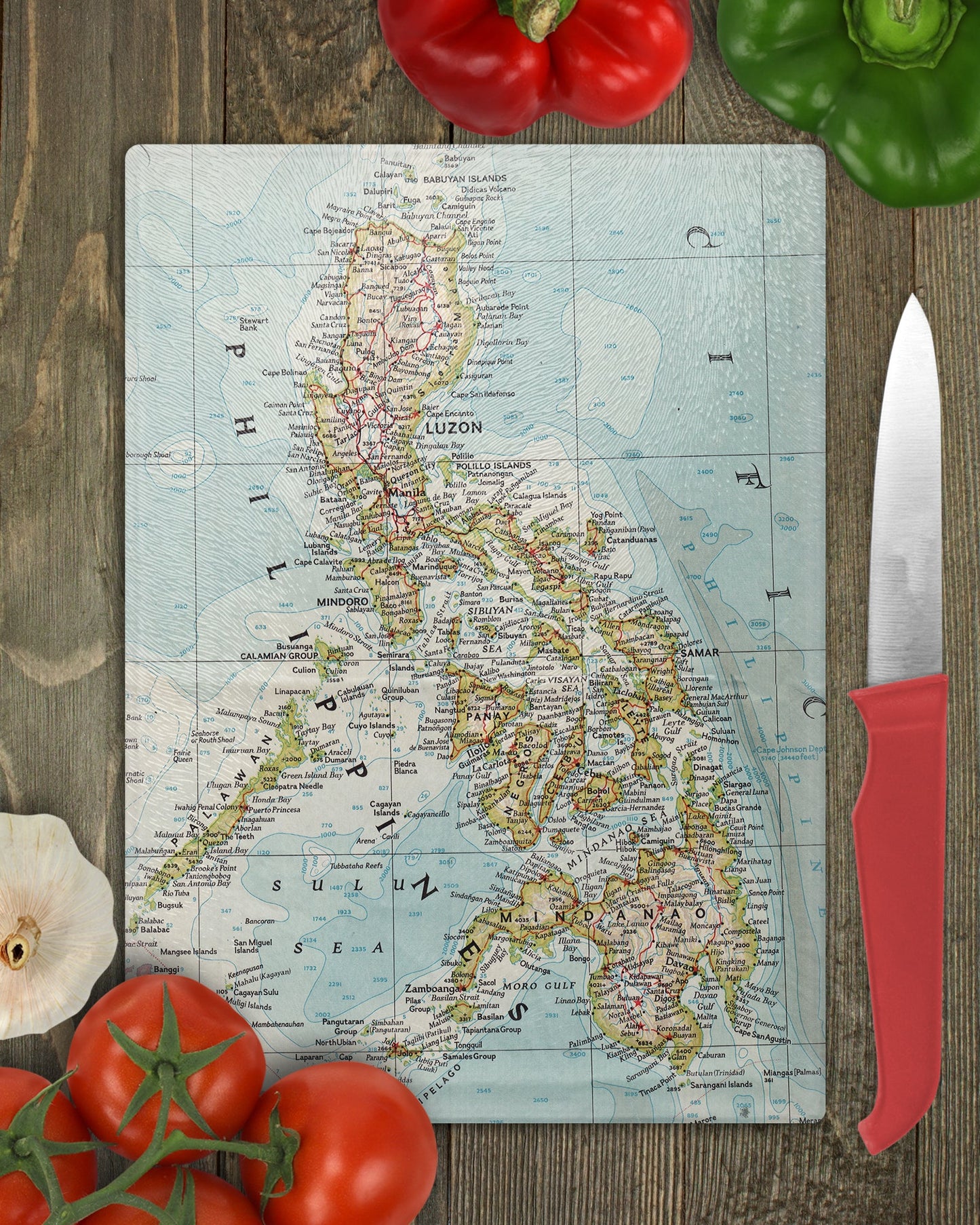 Philippines Map Cutting Board | Travel Gift | Kitchen Decor