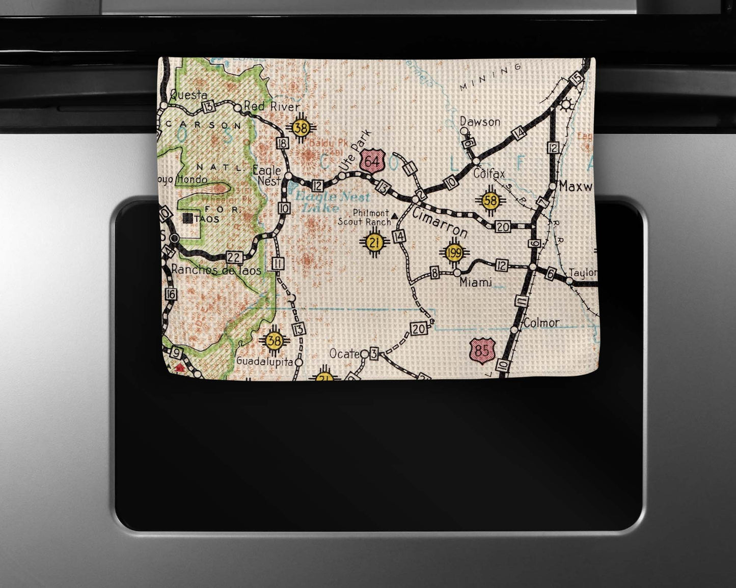 Philmont Scout Ranch Map Tea Towel | Waffle-Weave Kitchen Towel Gift