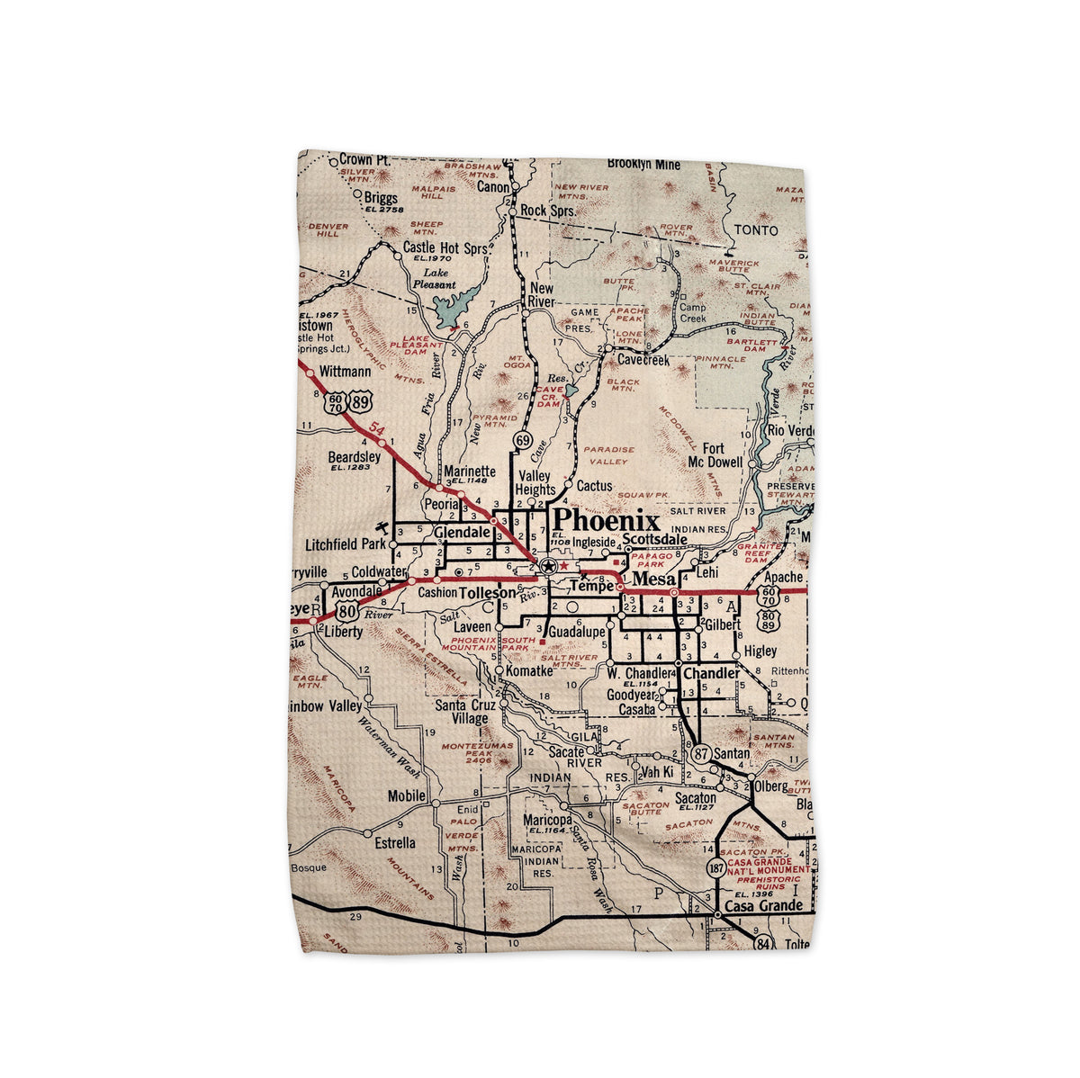 Phoenix Arizona Vintage Map Kitchen Towel