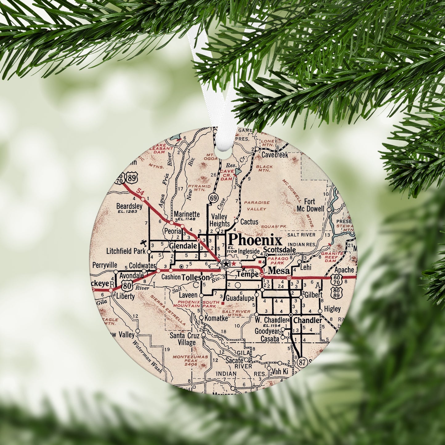 Phoenix Arizona Vintage Map Ornament