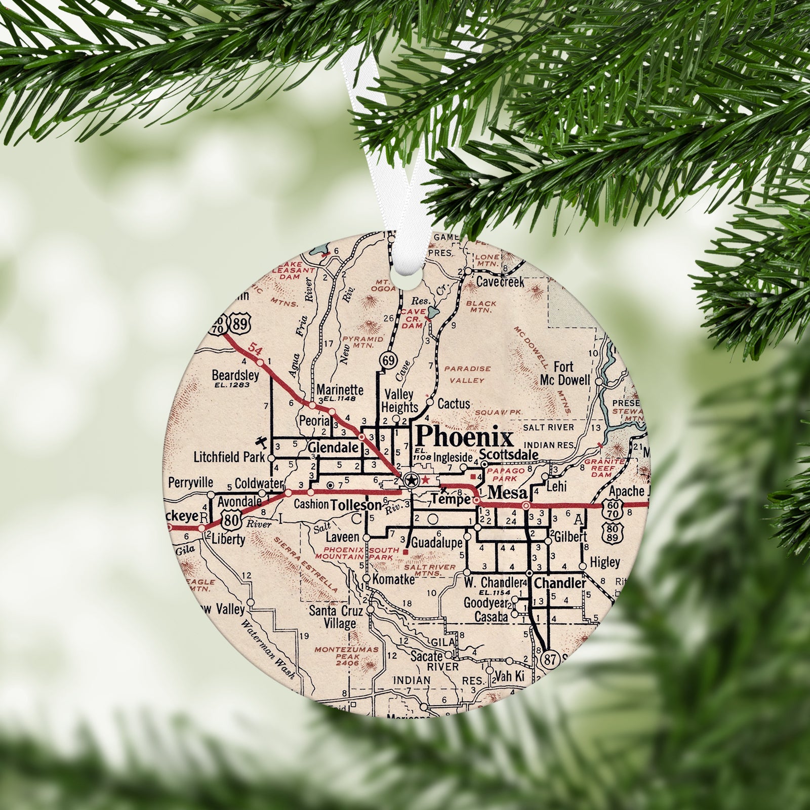 Phoenix Arizona Vintage Map Ornament