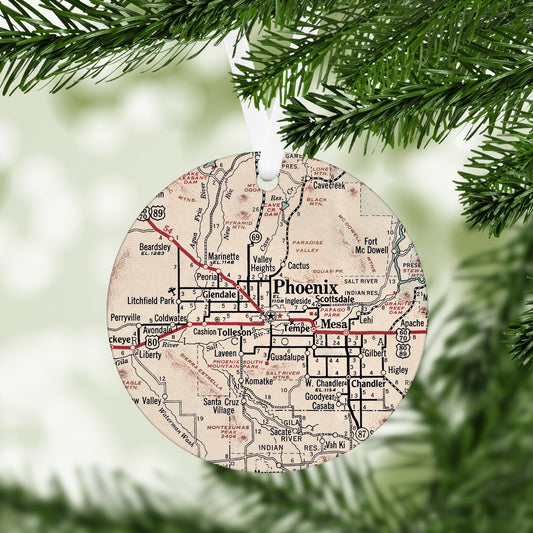 Phoenix Arizona Vintage Map Ornament