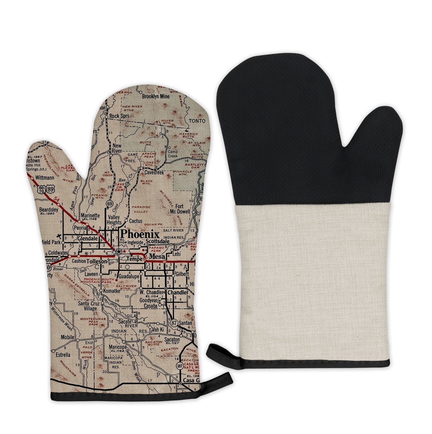 Phoenix, Arizona Map Oven Mitt | Vintage-Inspired Kitchen Gift