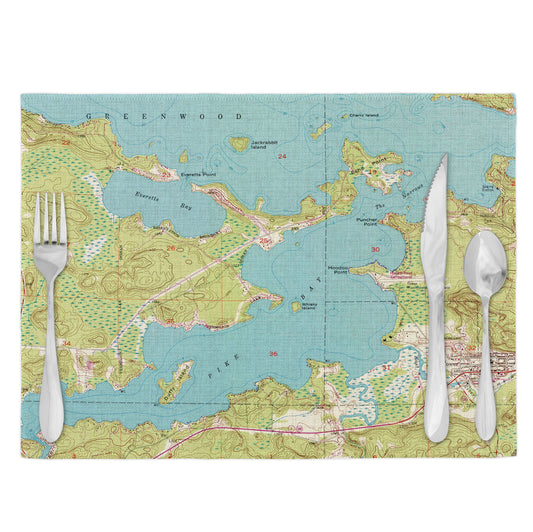Pike Bay Vermillion Lake Minnesota Vintage Map Placemats Set of 4
