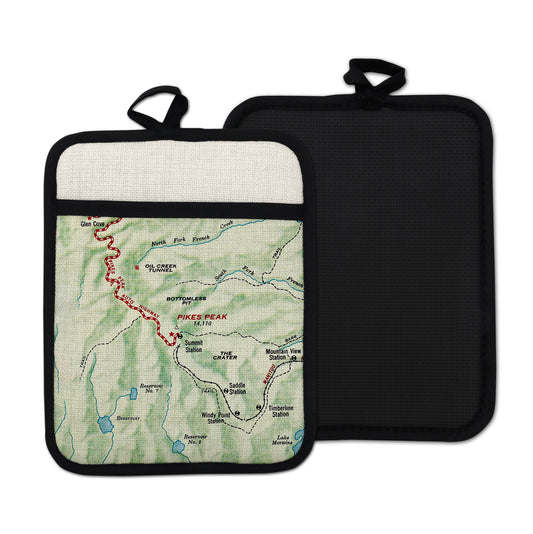 Pikes Peak Colorado vintage map hot pad kitchen decor