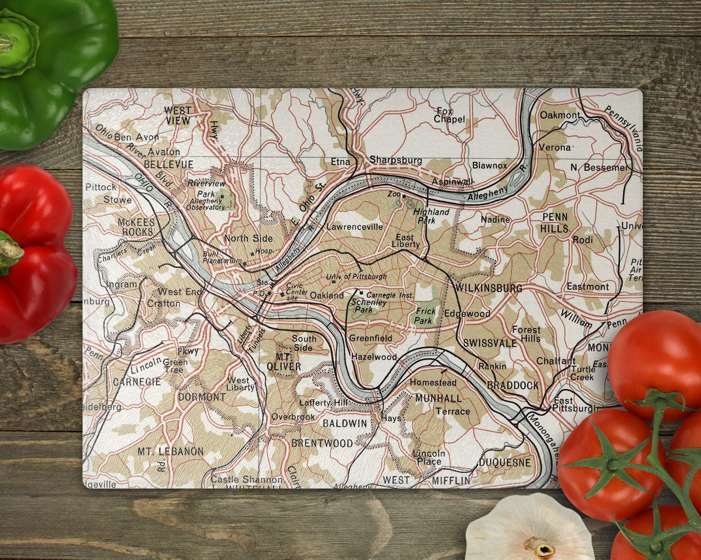 Pittsburgh Pennsylvania Map Cutting Board | Travel Gift | Kitchen Decor