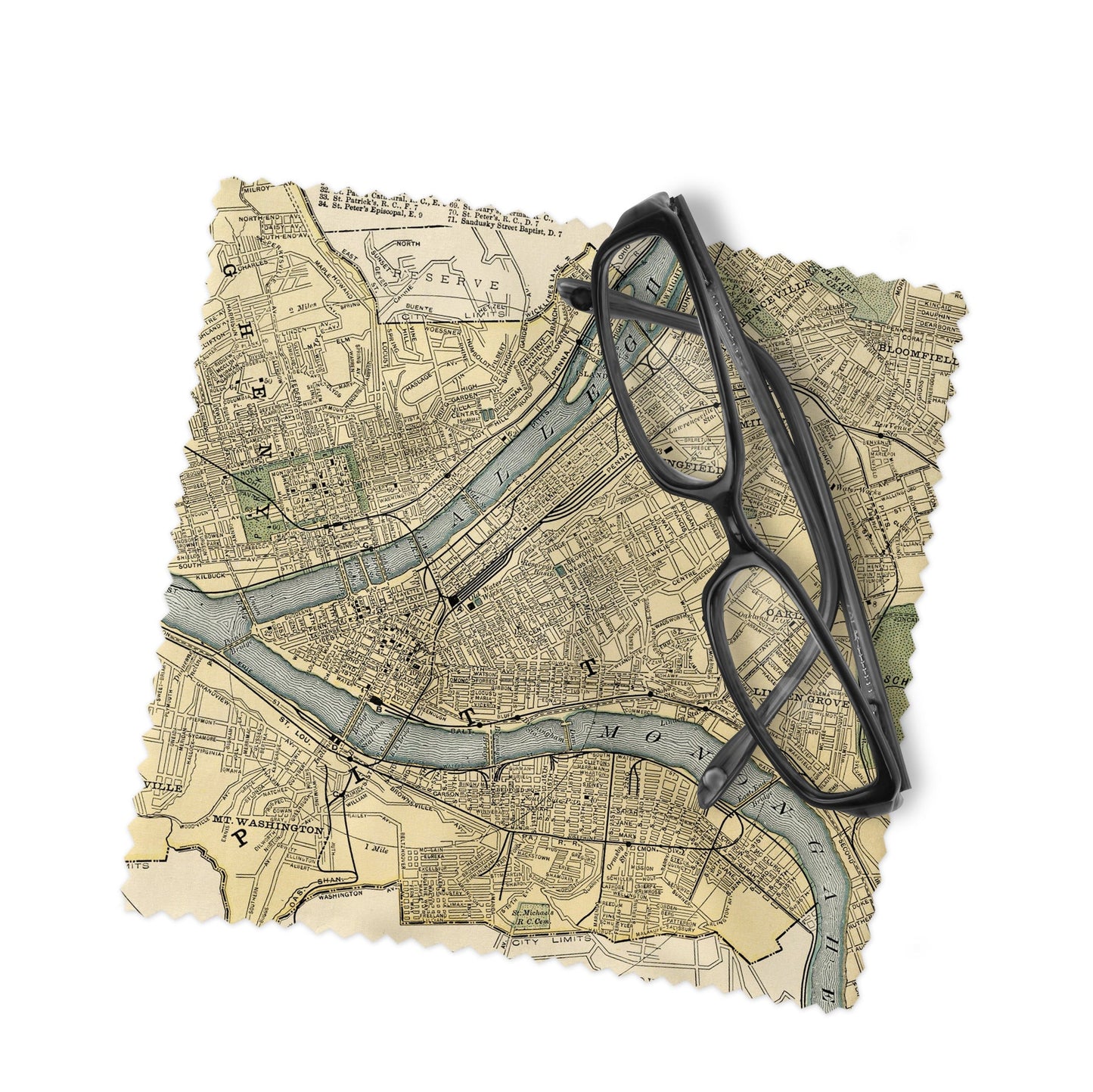 Pittsburgh Pennsylvania Map Lens Cloth | Pittsburgh Microfiber Glasses Cleaner | Travel Gift