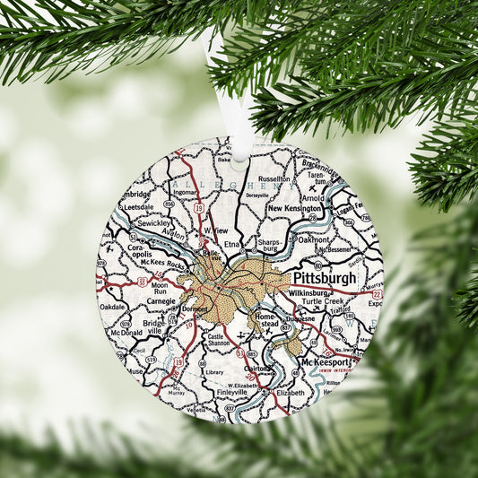 Pittsburgh Pennsylvania Vintage Map Ornament