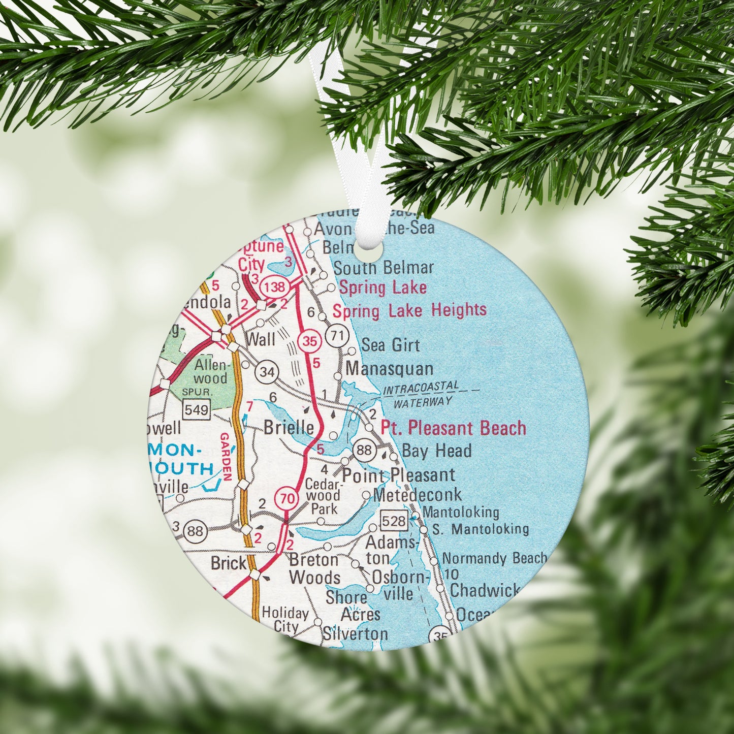 Point Pleasant Beach New Jersey Vintage Map Ornament
