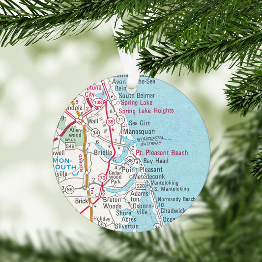 Point Pleasant Beach New Jersey Vintage Map Ornament
