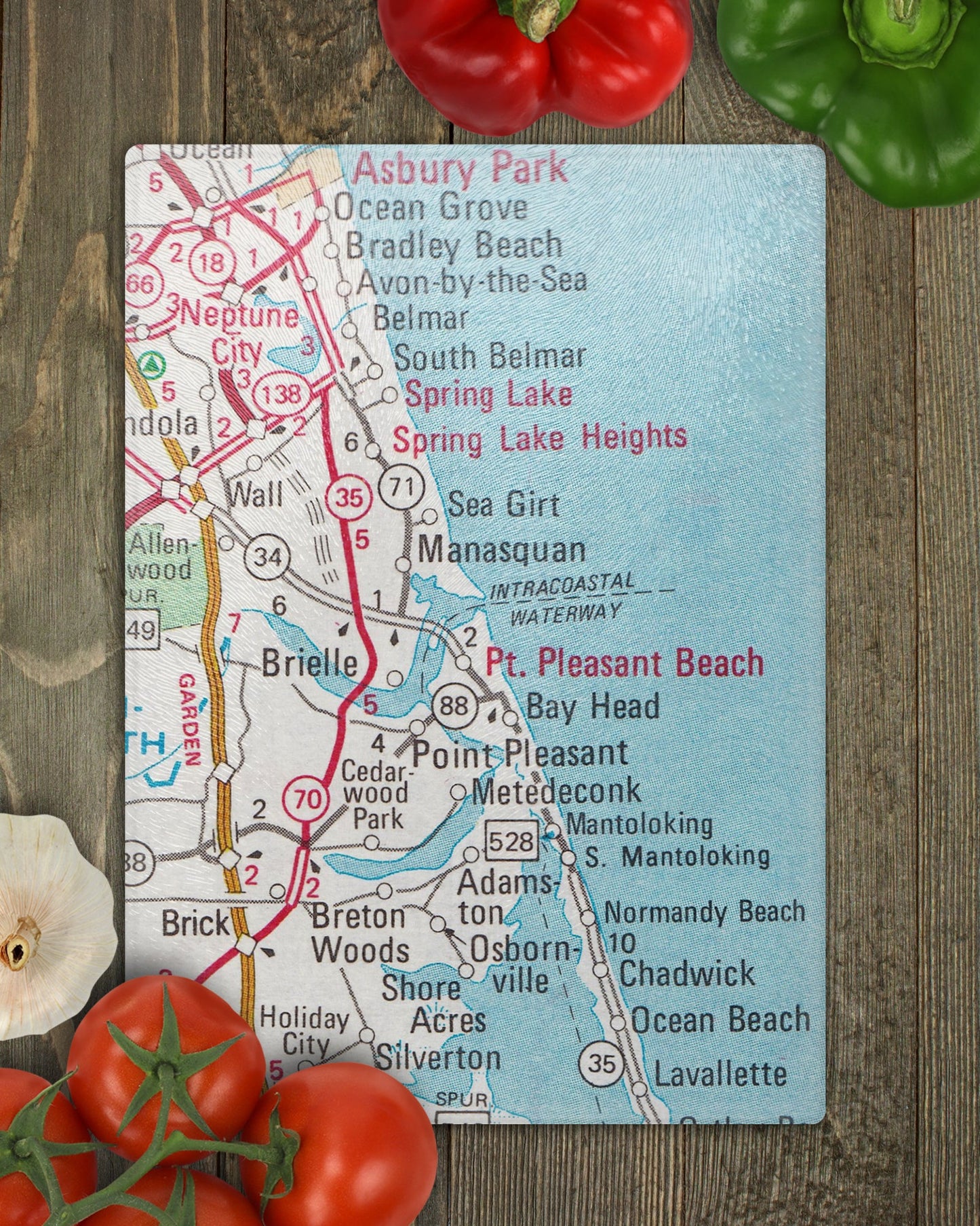 Point Pleasant Beach New Jersey Map Cutting Board | Travel Gift | Kitchen Decor
