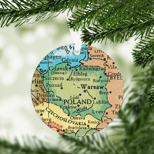 Poland Vintage Map Ornament