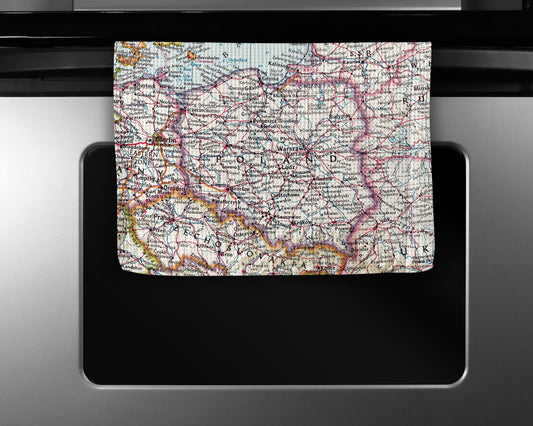 Poland Map Tea Towel | Waffle-Weave Kitchen Towel Gift