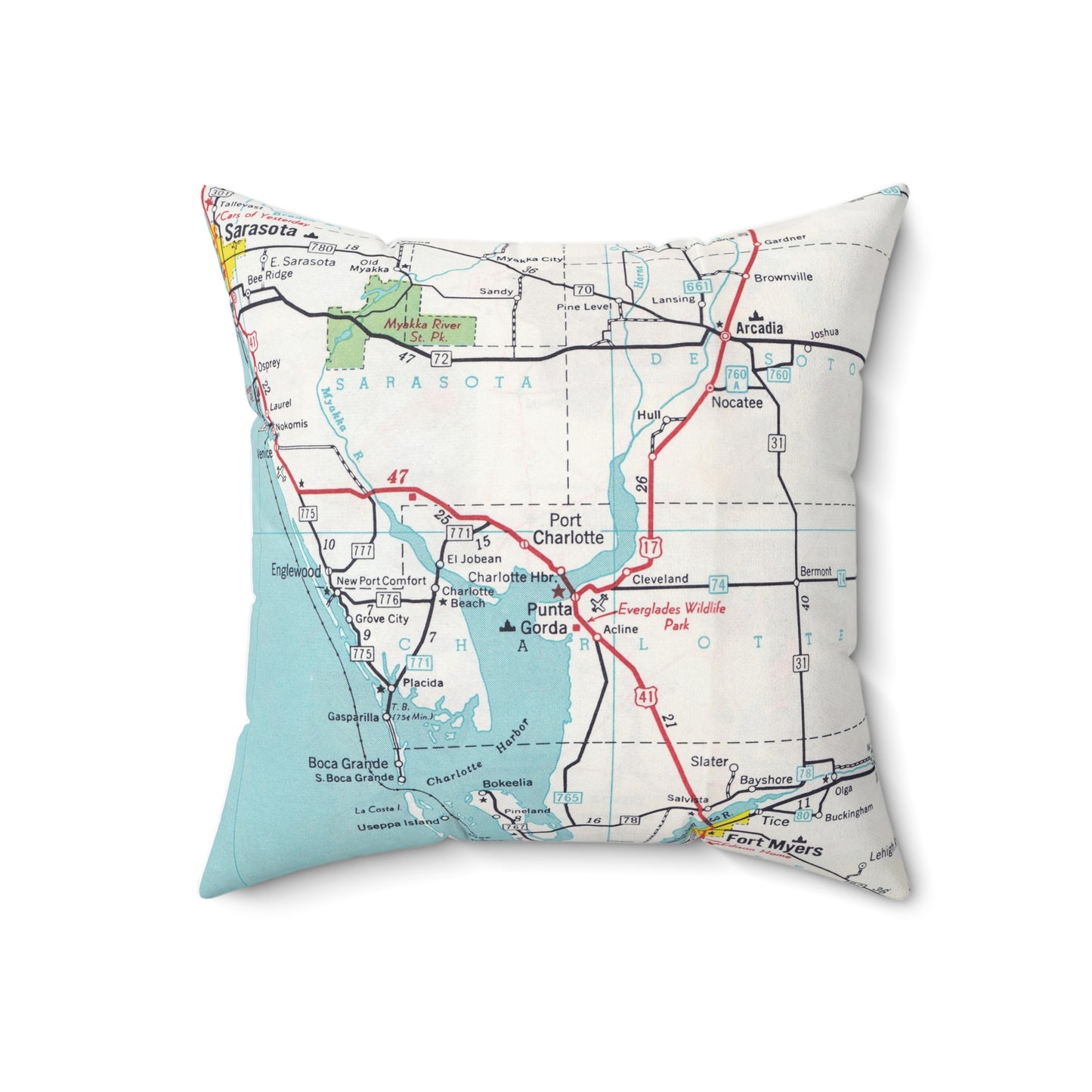 Port Charlotte Florida vintage map pillow