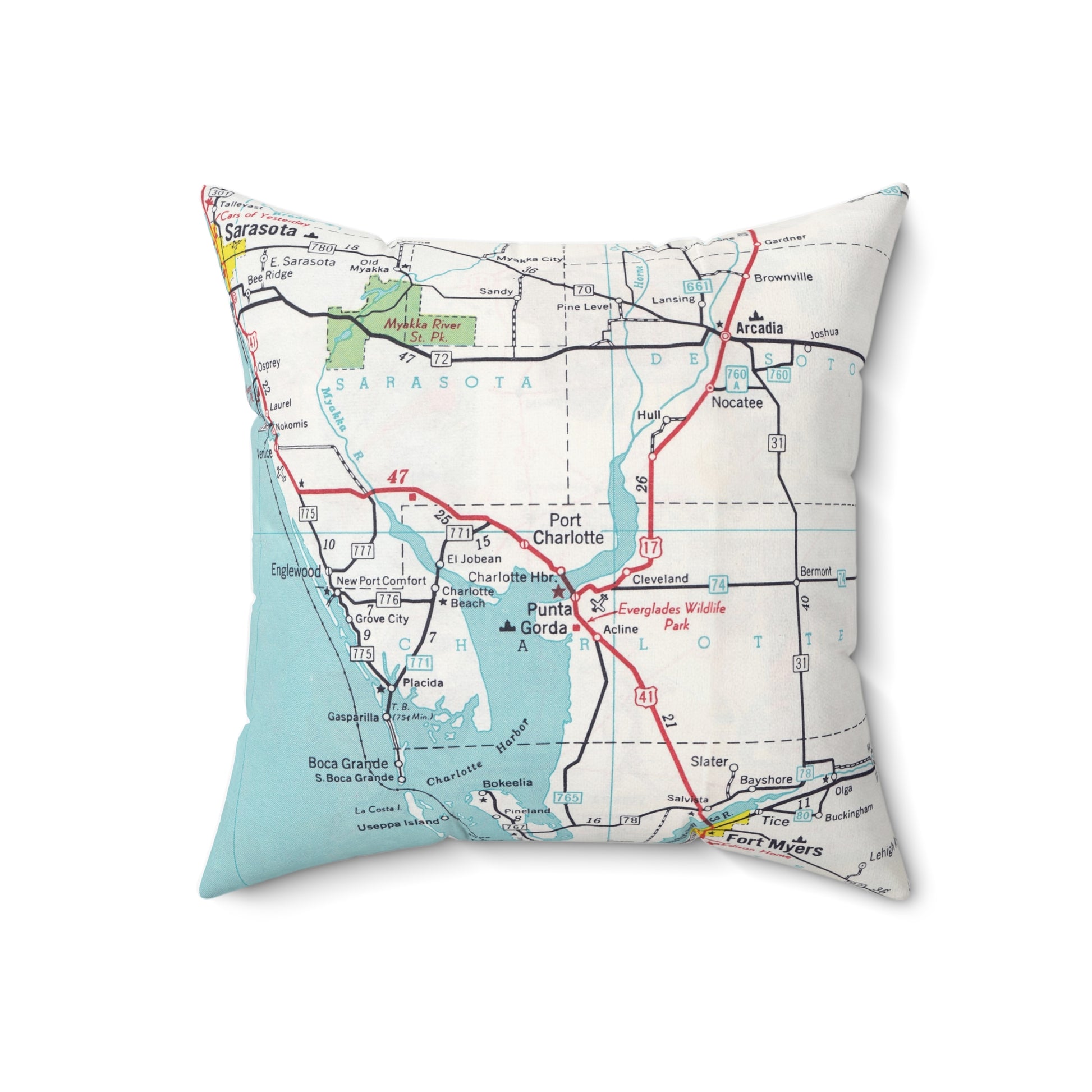 Port Charlotte Florida vintage map pillow