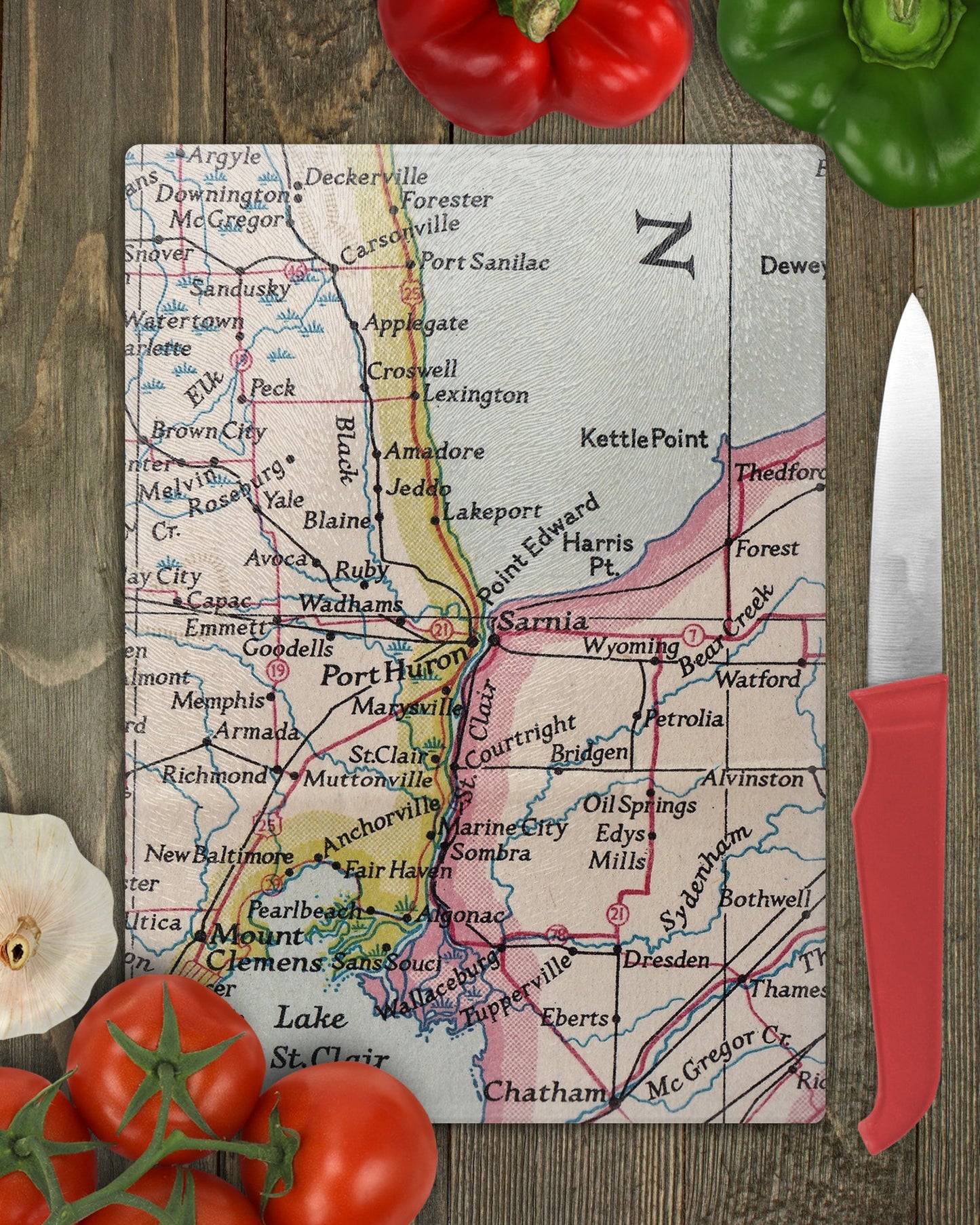 Port Huron Michigan Map Cutting Board | Travel Gift | Kitchen Decor