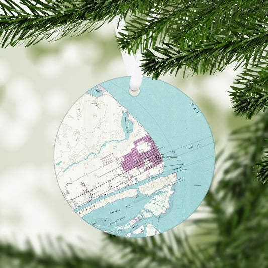 Port O'Connor Texas Vintage Map Ornament