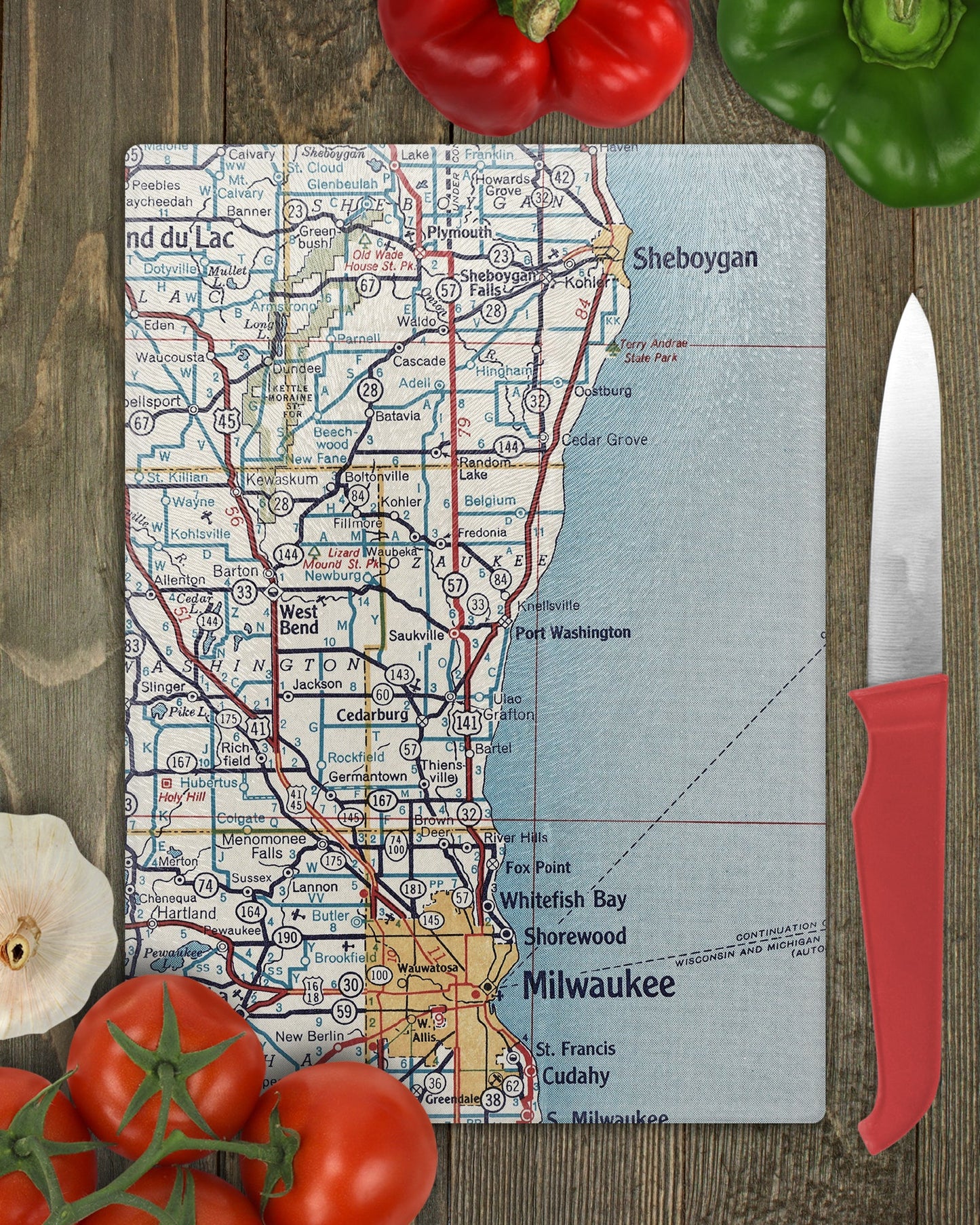 Port Washington Wisconsin Map Cutting Board | Travel Gift | Kitchen Decor