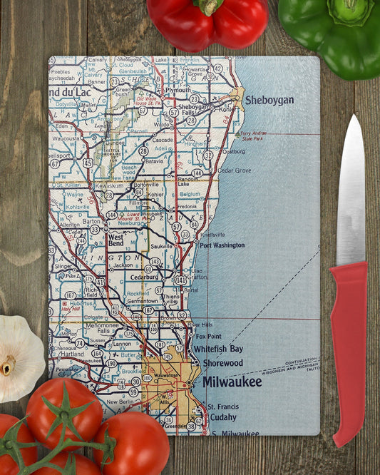 Port Washington Wisconsin Map Cutting Board | Travel Gift | Kitchen Decor