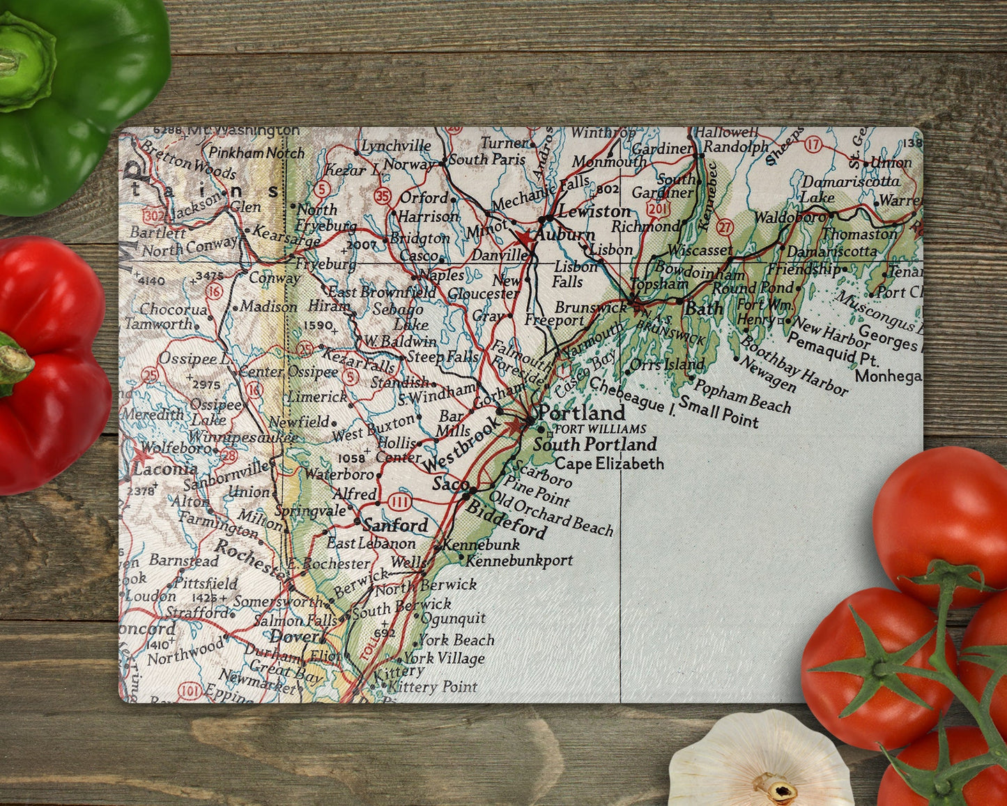 Portland Maine Map Cutting Board | Travel Gift | Kitchen Decor