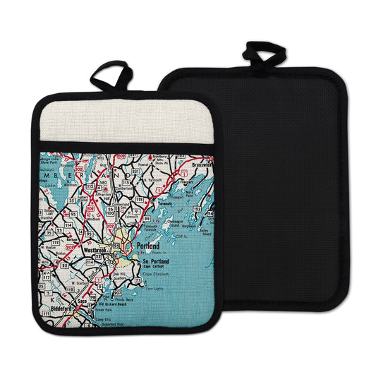Portland Maine vintage map hot pad kitchen decor