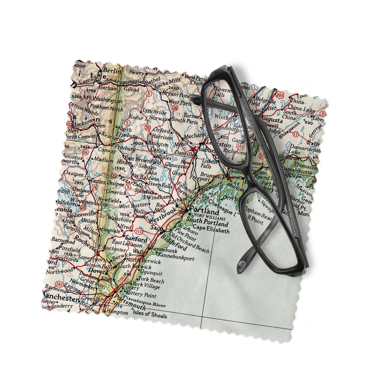 Portland Maine Map Lens Cloth | Portland Maine Microfiber Glasses Cleaner | Travel Gift