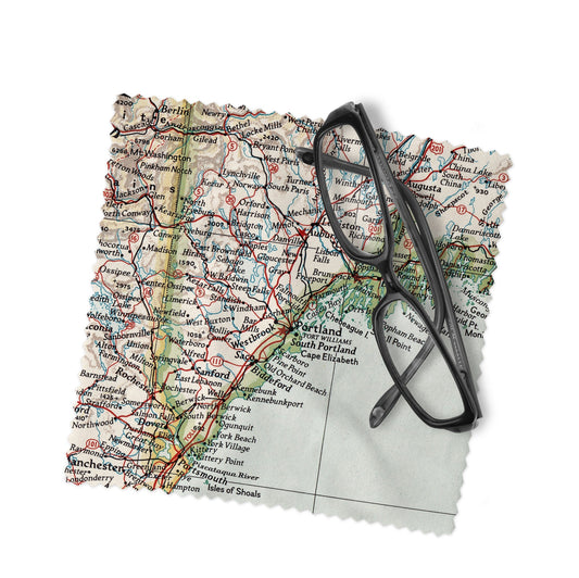 Portland Maine Map Lens Cloth | Portland Maine Microfiber Glasses Cleaner | Travel Gift