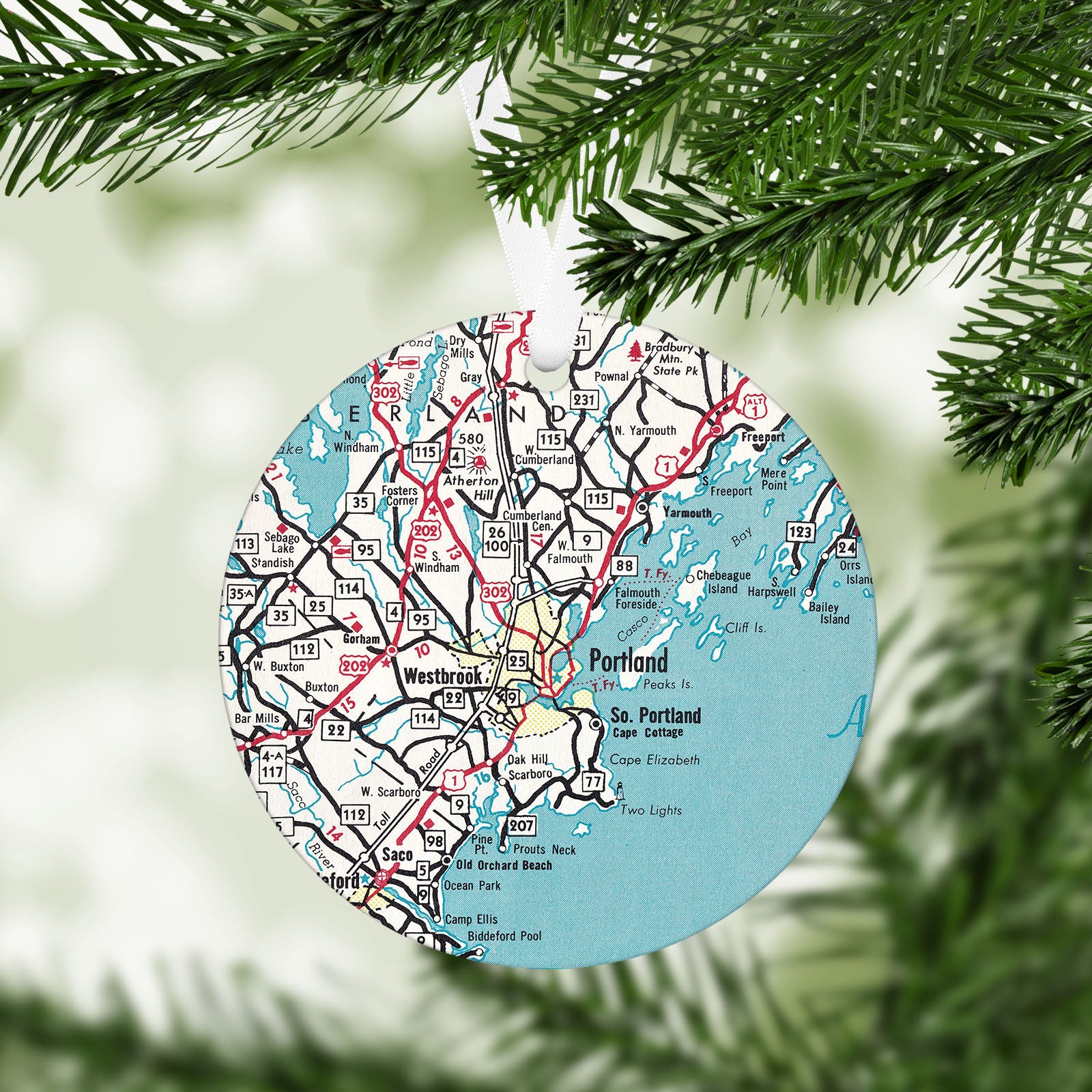 Portland Maine Vintage Map Ornament