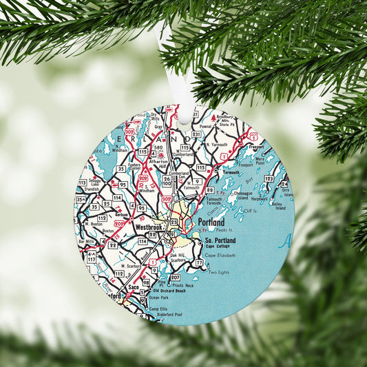 Portland Maine Vintage Map Ornament