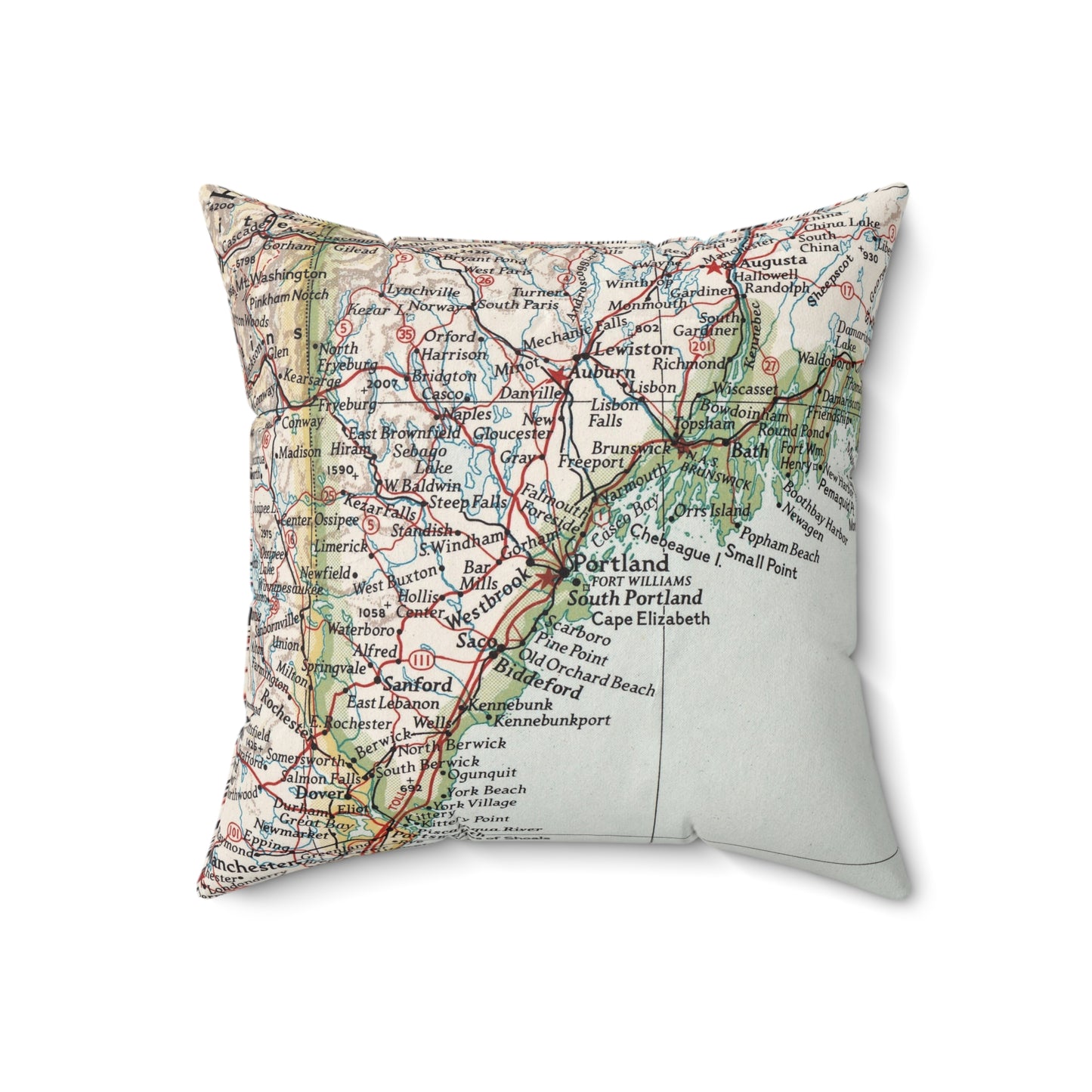 Portland Maine vintage map pillow