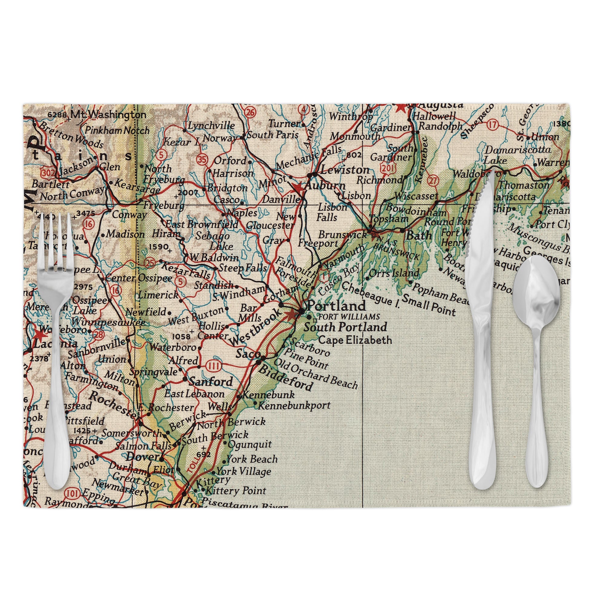 Portland Maine Vintage Map Placemats Set of 4