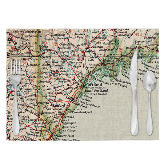 Portland Maine Vintage Map Placemats Set of 4