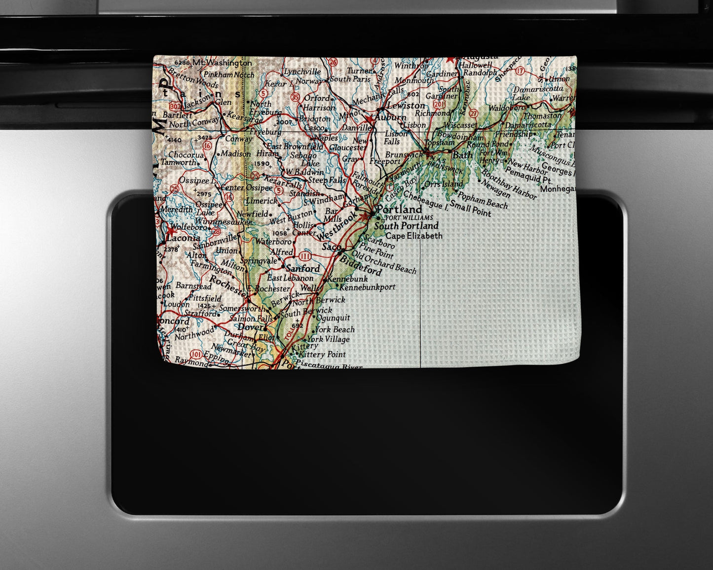 Portland Maine Map Tea Towel | Waffle-Weave Kitchen Towel Gift
