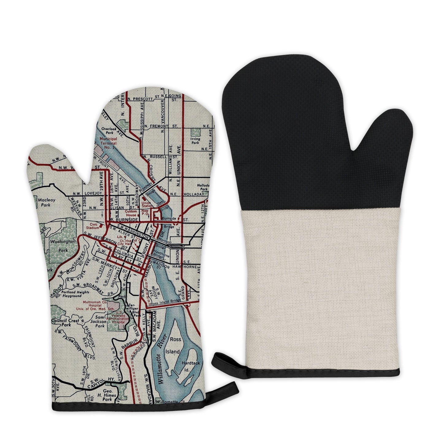 Portland, Oregon Map Oven Mitt | Vintage-Inspired Kitchen Gift