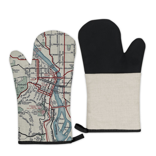 Portland, Oregon Map Oven Mitt | Vintage-Inspired Kitchen Gift
