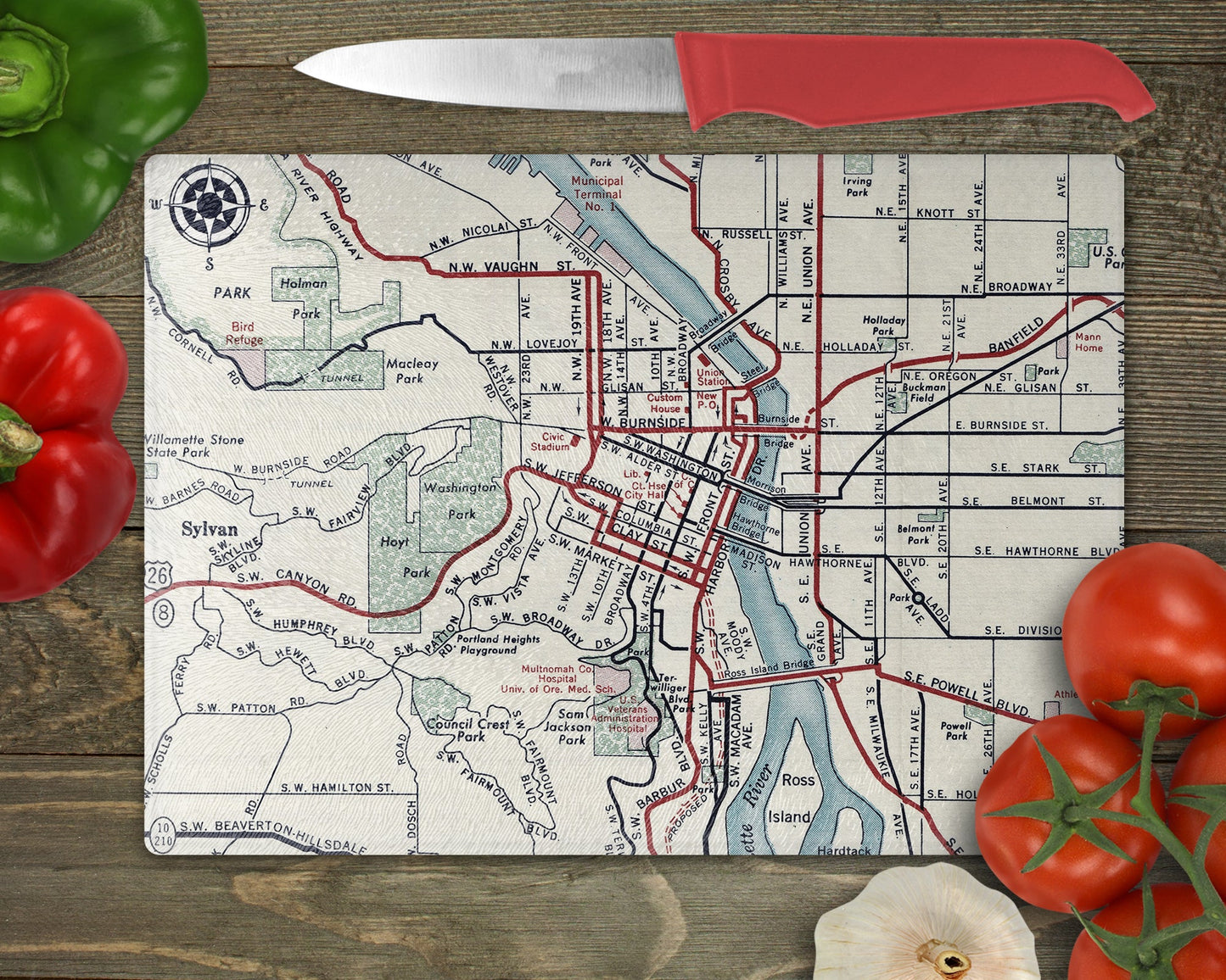 Portland Oregon Map Cutting Board | Travel Gift | Kitchen Decor